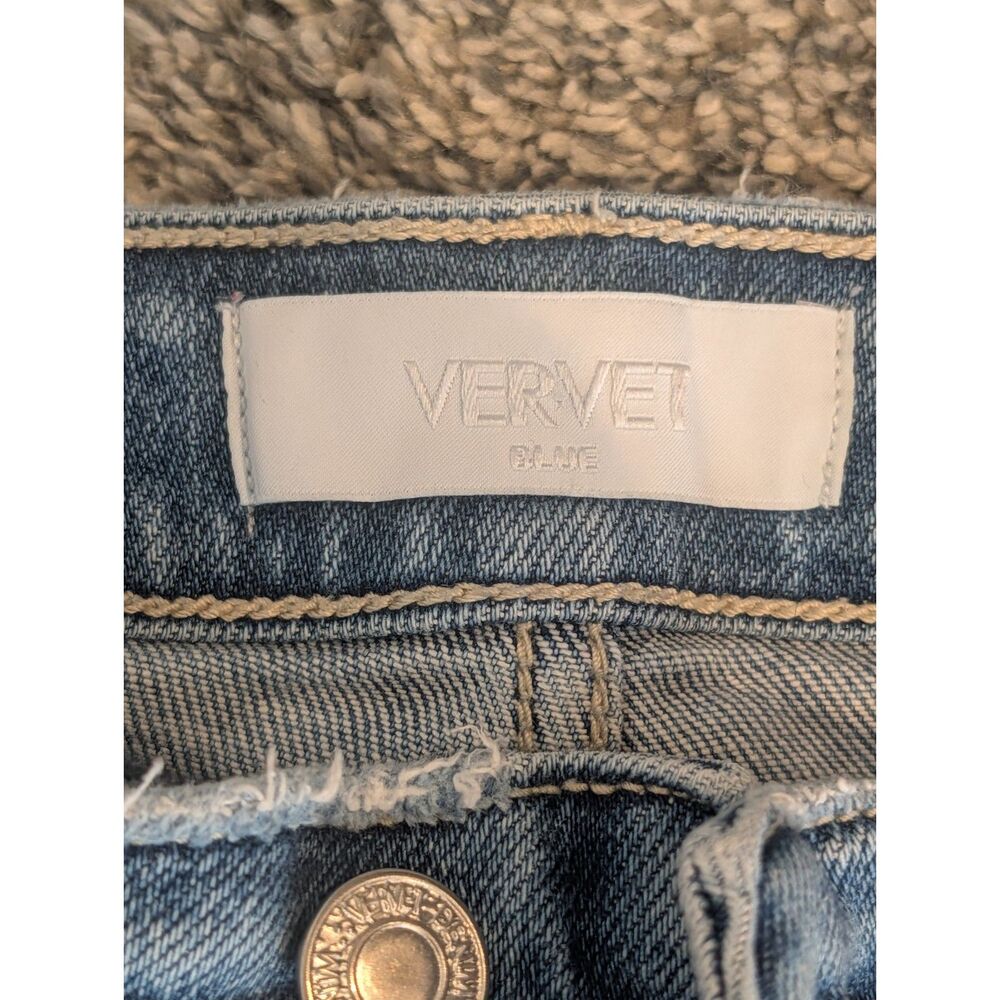 Vervet Blue Exposed Button Fly Skinny Jeans Size 30 Raw Hem